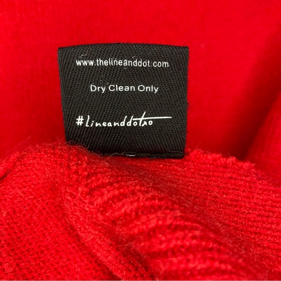 Festive Line & Dot Medium Red Sweater with Ruffles on Sleeves, Holiday Sweater - Picture 7 of 7